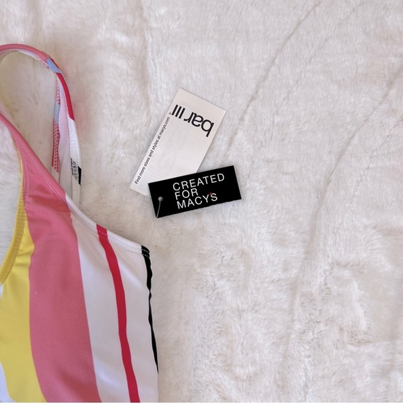 Bar III Stripe High Leg Cheeky One Piece Swimsuit NWT Minor Flaw Sz L - Picture 4 of 7